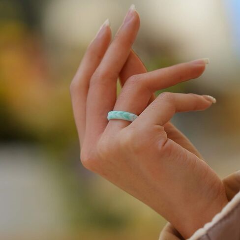 Zollen Olive Leaves Silicone Wedding Rings for Women, Rubber Wedding Bands Stackable Ring, Hypoallergenic Silicone in Saudi Arabia