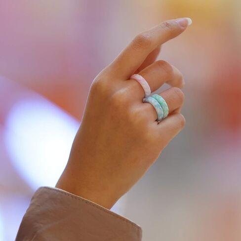 Zollen Olive Leaves Silicone Wedding Rings for Women, Rubber Wedding Bands Stackable Ring, Hypoallergenic Silicone in Saudi Arabia