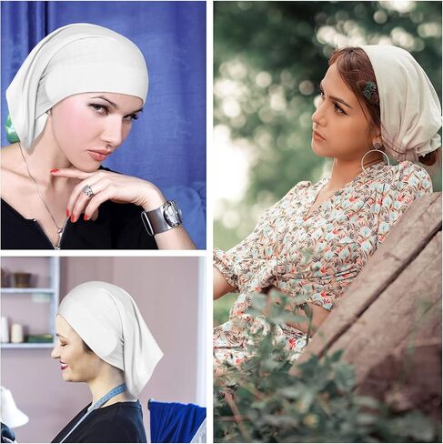 الحجاب النساء الحجاب النساء الحجاب النساء القطن الحجاب مرونة القطن ماصة للعرق Underscarf الحجاب أنبوب قبعة صغيرة مترهل النساء الحجاب Underscarf مناسبة لجميع أنواع الرأس، أبيض in Kuwait