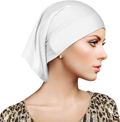 الحجاب النساء الحجاب النساء الحجاب النساء القطن الحجاب مرونة القطن ماصة للعرق Underscarf الحجاب أنبوب قبعة صغيرة مترهل النساء الحجاب Underscarf مناسبة لجميع أنواع الرأس، أبيض in Kuwait