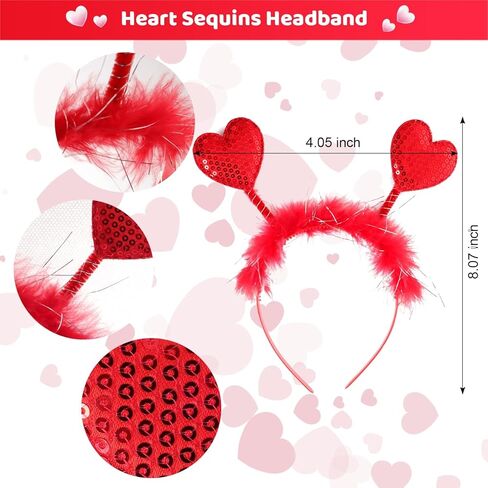 Savgkoyt Heart Sequins Headband Heart Shape Rhinestone Sunglasses for Valentines Day Costume Accessories Party Props Red in Kuwait