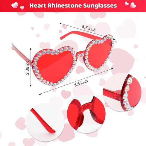 Savgkoyt Heart Sequins Headband Heart Shape Rhinestone Sunglasses for Valentines Day Costume Accessories Party Props Red in Kuwait