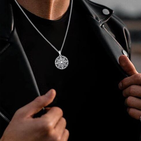 قلادة بوصلة للرجال والنساء 925 من الفضة الاسترليني الفايكنج قلادة مطلية بالذهب/الفضة بوصلة مجوهرات هدية للأم المراهقات والفتيات وعيد ميلاد الأم وعيد الميلاد in Kuwait