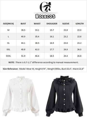 CR ROLECOS Women Victorian Blouse High Collar Lace Ruffled Shirt Tops in Saudi Arabia
