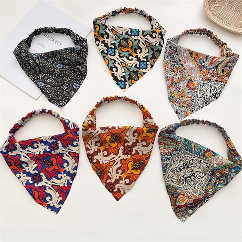 Elastic Hair Scarf Headbands Hair Bandanas Scarf Polka Dot Head Kerchief Headbands for Women Girls (5 Colors Flower) in Saudi Arabia