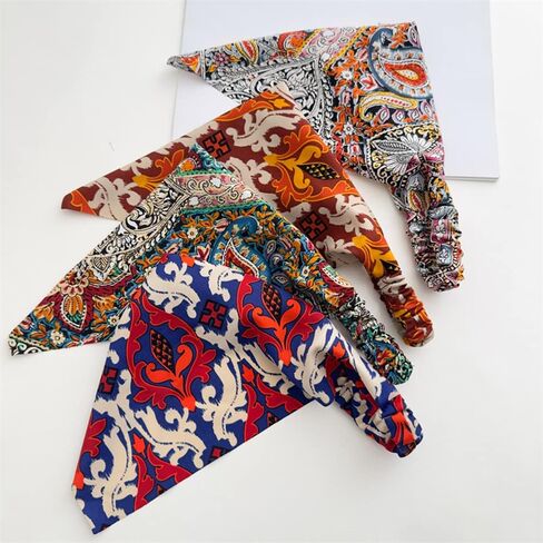 Elastic Hair Scarf Headbands Hair Bandanas Scarf Polka Dot Head Kerchief Headbands for Women Girls (5 Colors Flower) in Saudi Arabia