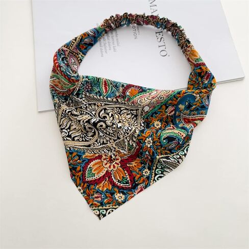Elastic Hair Scarf Headbands Hair Bandanas Scarf Polka Dot Head Kerchief Headbands for Women Girls (5 Colors Flower) in Saudi Arabia