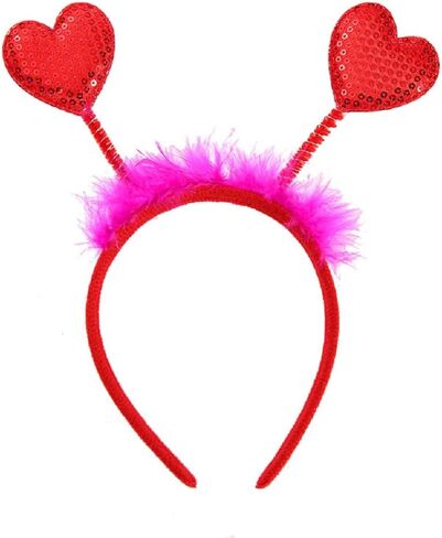 Pink Headbands Glitter Red Heart Lip Bopper Headband Love Hair Hoop Head Bopper Holiday Hair Accessories for Valentine's Day Wedding Birthday Party Favor Gift Photo Booth in Saudi Arabia