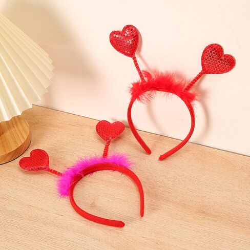 Pink Headbands Glitter Red Heart Lip Bopper Headband Love Hair Hoop Head Bopper Holiday Hair Accessories for Valentine's Day Wedding Birthday Party Favor Gift Photo Booth in Saudi Arabia