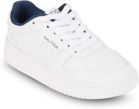 Nautica Sneakers Low-Top Basketball Style Lace Up Shoe for Boys Girls-Stafford Youth-White Size-13 in Saudi Arabia
