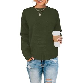 البلوزات النسائية أزياء الخريف طويلة الأكمام متماسكة قمم Crewneck بلوزات in Kuwait