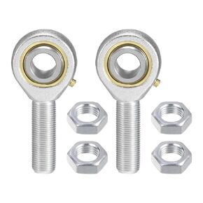 2pcs POSB10 Rod End Joint Bearing - [5/8" Bore, 5/8-18 UNF Left Hand Thread] Male Rod End with Jam Nuts