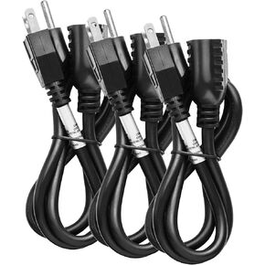 Extension Cord 6 Feet - 16 AWG SJTW Heavy Duty Power Cord - 3 Prong Cable 125 Volts 13 Amp NEMA 5-15P to NEMA 5-15R ETL Listed - Indoor Outdoor Extension Cord in Black - 3 Pack