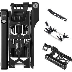 Bike Multi Tool, Bicycle Repair Tool Kit 38 in 1 Bicycle Multitool with Chain Levers Hex Spoke Wrench Splitter Tool and Crank Puller Portable Repair Tool Accessories Set for Road Mountain Cycling