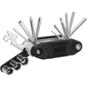 HARFINGTON Bike Repair Multitool, 16 in 1 Multi-Function Portable Bicycle Mechanic Repair Set Cycling Maintenance Tool Kit for Bicycle Mountain Bike and Road Bike, Black
