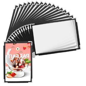 25PCS 5.5 x 8.5 Inch Menu Covers 1 Page 2 View, Transparent Restaurant Menu Covers Holder, Menu Folder Menu Book Holders Menu Sleeves for Restaurant Bar Cafe (Black)
