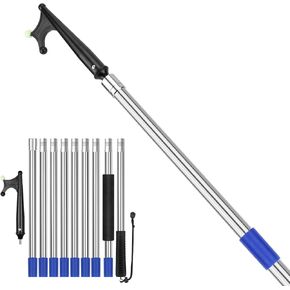 SANLIKE Boat Hooks for Docking 12FT Extension Pole Hook, 9-Sections Adjustable Boat Pole Marine Dock Stick Pontoon Boat Hook Pole