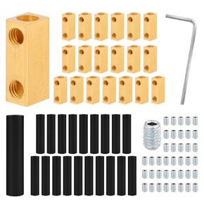 20pcs 8 AWG Wire Connectors, 20Amp Wire Splicing Kit Quick Connection Terminal with Screws and Shrink Tubes Brass 8 Gauge Wire Connector Nut Kit Yellow Circuit Terminals for Electronic Industry