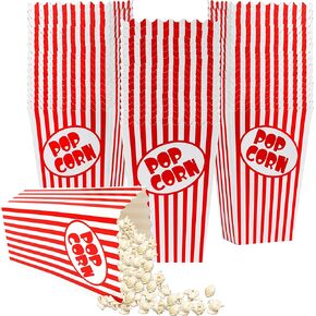 25 Pcs Popcorn Boxes for Party 5.5 Inches Tall Red & White Striped Popcorn Bags Mini Popcorn Buckets & Popcorn Bowl for Movie Theater, Home, Carnival Decorations (25)