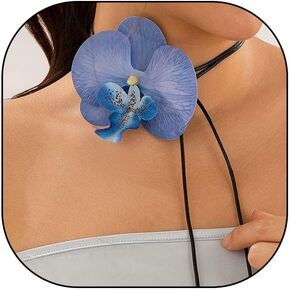 RTY Moth Orchid Choker Necklace for Women Summer Flower Collar Necklace Vintage Black Velvet Y2K Choker