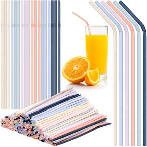 Hushee 500 Pcs Pastel Straws Disposable Bulk Plastic Drinking Straws Morandi Colors Disposable Plastic Straws Sip Stir Sticks for Juice Daily Drinks (Novel Color,Flexible Design) in Kuwait
