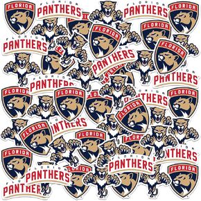 NHL Logo Florida Panthers 50ct Vinyl Large Deluxe Stickers Variety Pack - Laptop, Water Bottle, Scrapbooking, Tablet, Skateboard, Indoor/Outdoor