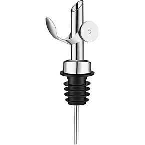2 Pcs Stainless Steel Pourers，automatic opening and closing spout,olive oil spout、pour spouts，for olive oil, vinegar, wine and other liquid bottles（Silver）