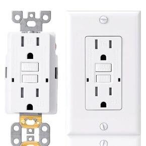 GFCI Outlet, 15 Amp, Self Test, gfci Outlet 15 amp, Weather Resistant, Protection from Electric Shock and Electrocution, Outdoor gfci Outlet, LED Indicator Light, White (Wall Plate)6 Pack