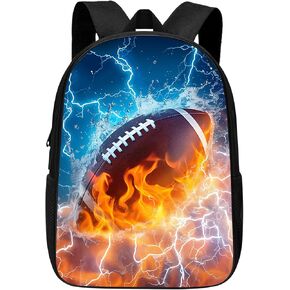 Soccer School Backpack for Boys/Girls 17 Inch Black Boy Backpack,Cool Design Soccer Ball In Fire and Water Casual Daypack Sports Backpack Bookbags for Man Woman Teens Boys Girls