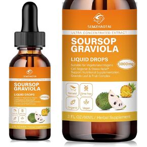 Soursop Graviola Leaf Extract & Sea Moss Liquid Drops - Cell Support, Immunity Boost, Liver Health, Sleep Aid & Antioxidants - Pure Soursop Bitters, 2 Month Supply, 2 Fl Oz (2oz, flavor)