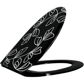 One Click Toilet Seat Elongated Toilet Seat Soft Slow Close Toilet Lid Easy Installation and Quick-Release Removable for Cleaning Stable Stainless Steel Hinge Design to Prevent Shifting