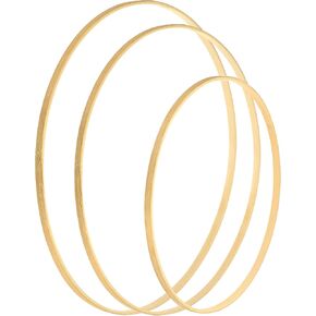 PATIKIL 12/14/16 Inch Wooden Bamboo Floral Hoop, 3Pcs in 1 Set Craft Rings for DIY Wedding Wreath Decor Dream Catcher