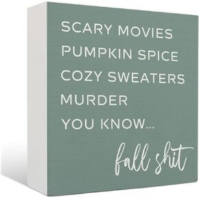 Fall Signs Room Decor - Farmhouse Octobers Fall Wooden Signs, Autumn Thanksgiving Wooden Sign, Fall Room Decor, Fall Decorations for Home, 5 X 5 Inches