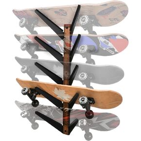 J JACKCUBE DESIGN Skateboard Wall Mount Storage Rack, Longboard Organizer Horizontal Display Holder Floating Shelf for 5 Skate Deck - MK957A