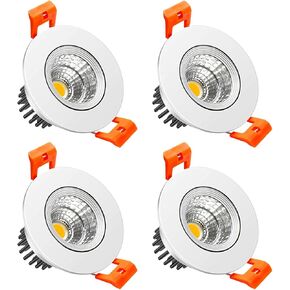LightingWill 2inch LED Dimmable Downlight, 3W COB Recessed Ceiling Light, Warm White 3000K-3500K, CRI80, 25W 220LM Halogen Bulbs Equivalent, White (10 Pack)