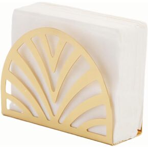 KNC Plating Gold Freestanding Tabletop Napkin Holder,Decorative Tissue Dispenser,Modern Geometric Napkin Holders For Kitchen/Table Napkin Holder With Non-Skid Feet (Maple leaf), Large, Golden