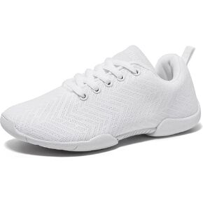 BAXINIER Girls White Cheerleading Shoes Breathable Youth Cheer Competition Sneakers Athletic Training Dance Tennis Walking Shoes