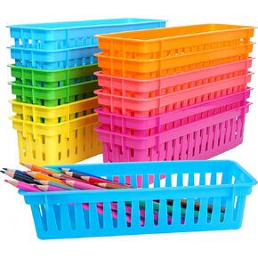 ZZYFGH 12 Pack Pencil Holder for Kids Desk, Colorful Pen Baskets Tray for Organizing Classroom Supplies
