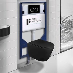 Dakota In-Wall toilet Combo Set - Toilet Bowl With Soft-Close Seat, Tank And Carrier System (2 x 4 Studs), Push Buttons Included