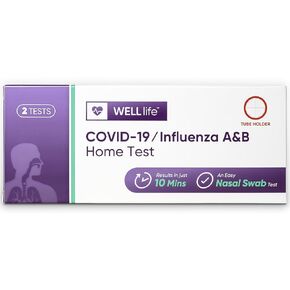 WELLlife COVID-19/Influenza A&B Home Test, Self Test for Flu A/B and COVID-19, Results in 10 Minutes with Non-invasive Nasal Swab, FDA EUA Authorized -[2 Tests]