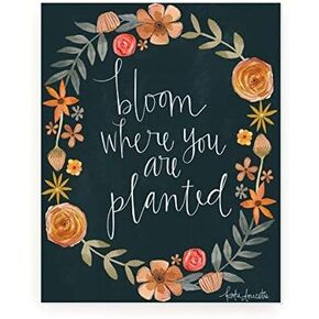 MRC Wood Products Bloom Where You Are Planted Rustic Wall Sign 12x15 (Frame Included)
