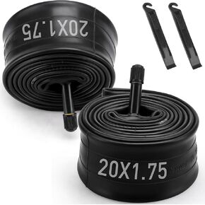 2 Pack 20" Bike Tubes 20x1.75/2.125 AV 33 mm Valve with 2 Tire Levers, 20x1.75/2.125 Bicycle Tube for 20x1.75 20x1.90 20x1.95 20x2.0 20x2.10 20x2.125 Bike Bicycle Tire Tubes