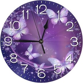Round Wall Clock Women Eyelash Silent Non Ticking Decorative Clocks Quartz Quiet Desk Clocks for Home