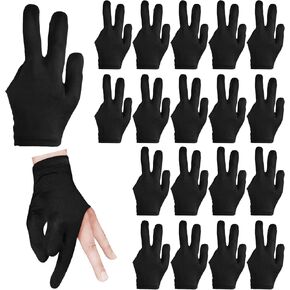 3 Fingers Pool Gloves 20Pcs Billiard Glove Universal Cue Sports Gloves Pool Left Right Hand Gloves Breathable Elastic Show Gloves Sport Gloves for Billiard Accessories