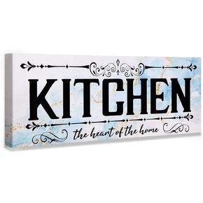 LIIGEMI Kitchen Decor Wall Art,Canvas Prints Kitchen Signs Wall Decor,Vintage Modern Rustic Farmhouse Kitchen Decorative (17 X 6 inch)