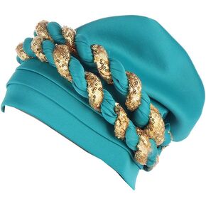 Twisted Braid African Turban for Women Headwrap Beanie Cap Hair Cover Hat in Kuwait