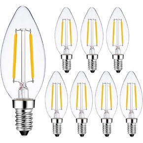 E14 Light Bulb 40 Watt Equivalent Dimmable Candle Bulb 2700K Warm White, Candelabra LED E14 European Light Bulbs, 6 Pack