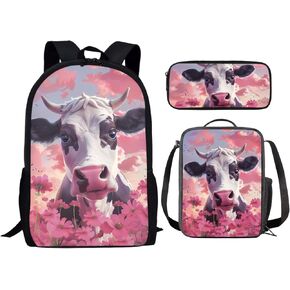 Corgi Print Backpacks for School Elementary Boys Girls 14-16 School Bag Insulated Lunch Box Pencil Case 3 in 1