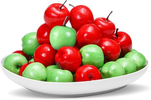 40 Pieces Artificial Apples Fake Fruits Apples Lifelike Simulation Decorative Realistic Red Green Apples for Home Kitchen Table Fruit Bowl Basket Christmas Tree Decorations Photography Props in Saudi Arabia