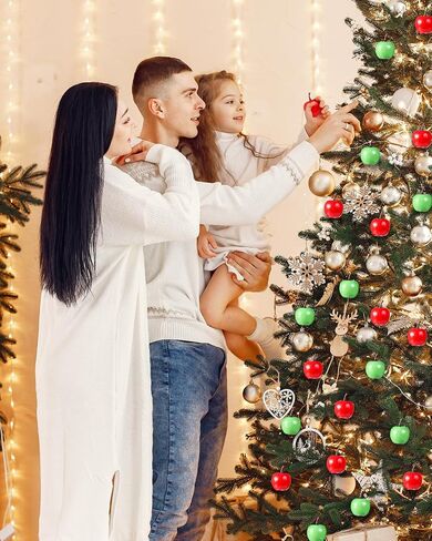 40 Pieces Artificial Apples Fake Fruits Apples Lifelike Simulation Decorative Realistic Red Green Apples for Home Kitchen Table Fruit Bowl Basket Christmas Tree Decorations Photography Props in Saudi Arabia